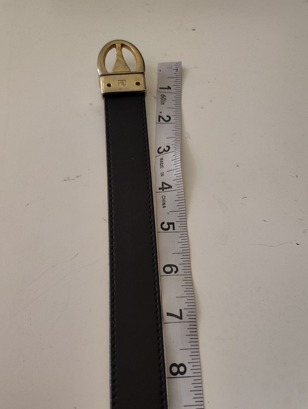 Men's Vintage Pierre Cardin  Black Leather Belt with Gold Logo Buckle Size 40